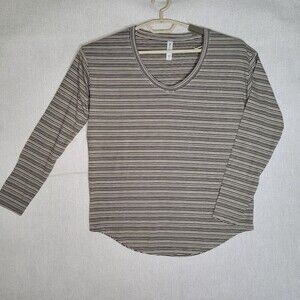 Athleta Cloudlight Stratus Striped Top  Women Small Black Cream Modal Blend